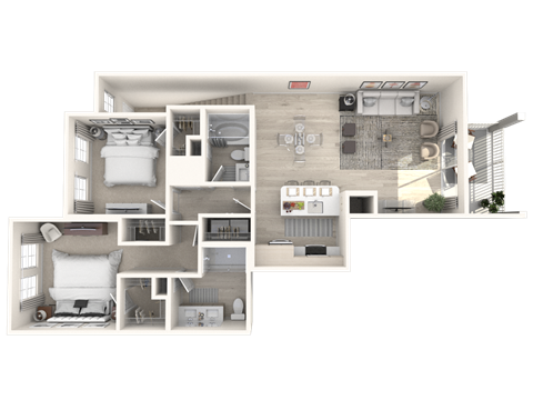 Floor plan for 2 beds, 2 baths, 1150 sqft